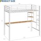 thumbnail image 2 of Tamaño individual size metal loft cama con grande escritorio y almacenamiento estantes-safety guardrail ladder space-saving niños y adults in sala de estar o dormitorio (blanca y brown), 2 of 6