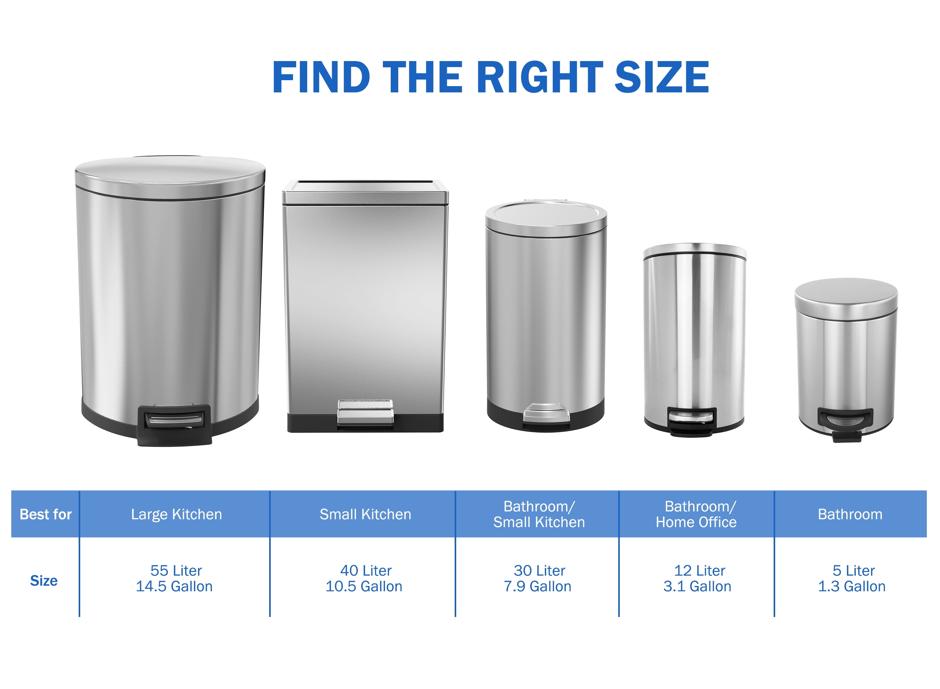 SimplyKleen Rectangular Hands-Free Kitchen Step Trash Can with Soft-Close Lid - 10.5 Gallon, Stainless Steel