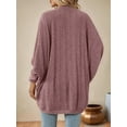 thumbnail image 2 of Womens Oversized Soft Knit Cardigan Sweater with Pockets Pink XL, 2 of 7