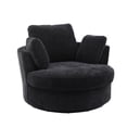 thumbnail image 4 of 42" Swivel Sofa Chair with 3 Pillows, 360 Degree Swiveling Round Sofa Accent Upholstered Barrel Chair with Armrest and Backrest for Living Room Bedroom, Easy Assembly, Black, 4 of 7