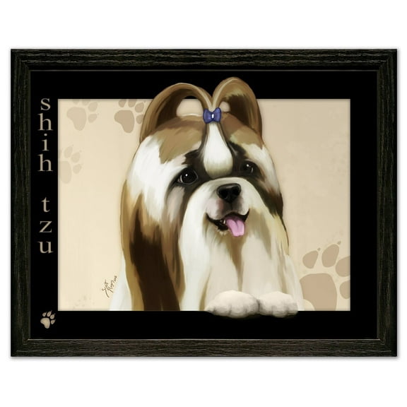 Shih Tzu Dog by Scott Rogers Paws on the Picture Frame 13x10 Framed Art Print