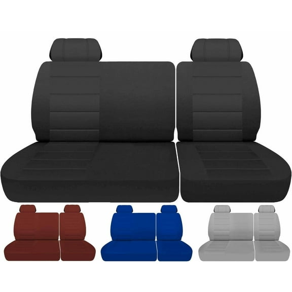 DC141-Design Covers Compatible With 1988-1994 Chevy C/K 1500 Truck Seat Covers (40/60 Split Bench with HR), Cotton Blend Material In Solid Charcoal