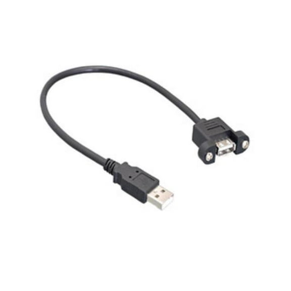 USB 2.0 Panel Mount Extension Cable, Type A Male to Panel Mount Female, Black, 10 Foot