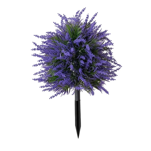 Artificial Lavender Topiary Ball Trees, Faux Bushes with Ground Spike, UV Resistant, No Maintenance, Fake Plants for Indoor & Outdoor Garden Front Porch 20 Inches