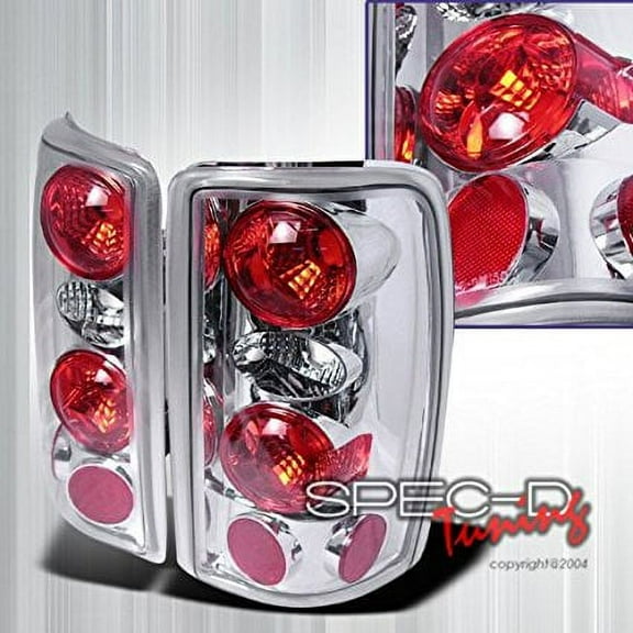 CG Replacement Tail Lights Rear Brake Lamp In Chrome Housing Clear Lens Made For And Compatible With 2000 - 2006 GMC Denali Yukon Chevrolet Chevy Suburban Tahoe