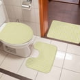 thumbnail image 4 of Yellow Striped Bath Mat 3 Piece Bathroom Rug Set, Modern Simple Farmhouse Beige Vintage Non Slip Bath Rug Contour Mat and Toilet Lid Cover, Absorbent Shower Mats Soft Bath Rugs and Mats Sets, 4 of 8