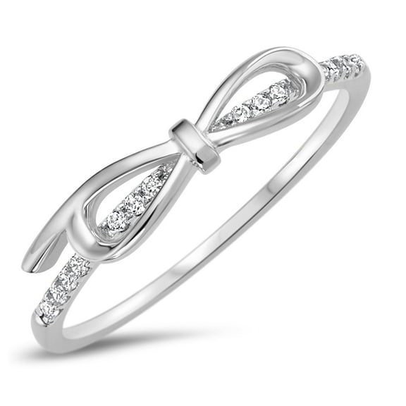 Sterling Silver 925 Bow Tie Ribbon Ring