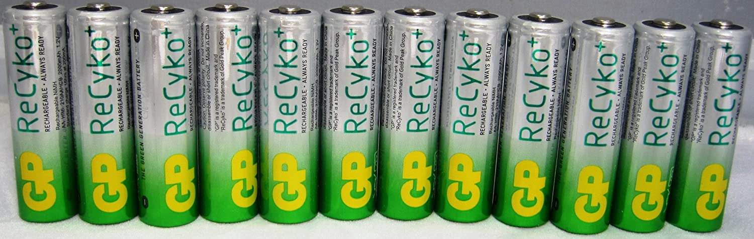 12 Pcs GP Recyko New AA Ni-MH Pre-Charged Rechargeable Battery 2000 mAh with Powerpax AA 12 Pack Battery Caddy,Holds 12 AA Batteries
