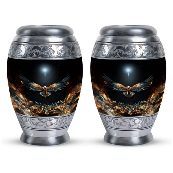 Small Eagle Spreading Wings Dark Background Urn For Adult Female & Male - Urns For Ashes Adult Female Mother & Male - Human Ashes Keepsake - Adult Cremation Urns (Size - 3inch, 2Pcs)