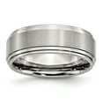 thumbnail image 1 of Stainless Steel Ridged-Edge 8mm Brushed and Polished Band Ring 12.5 Size, 1 of 6