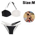 thumbnail image 2 of Conjunto de bikini para mujer, traje de baño con lazo en la parte inferior, bandeaukini, cuello halter, conjuntos de bikini de 2 piezas, 2 of 5