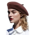 thumbnail image 2 of Prolriy Flat Cap Beret Hats for Women Lady Beret Autumn Winter Lightweight Breathable Fashion Solid Color Bonnet Womens Hats Coffee M, 2 of 3