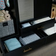 thumbnail image 5 of ModMakers 4-Door Wardrobe Armoire Closet with Mirror, Freestanding Wood Armoire Wardrobe Storage Cabinet with 3 Drawers & Hanging Robs, Golden Handles, Black Walnut, Wood, 5 of 8