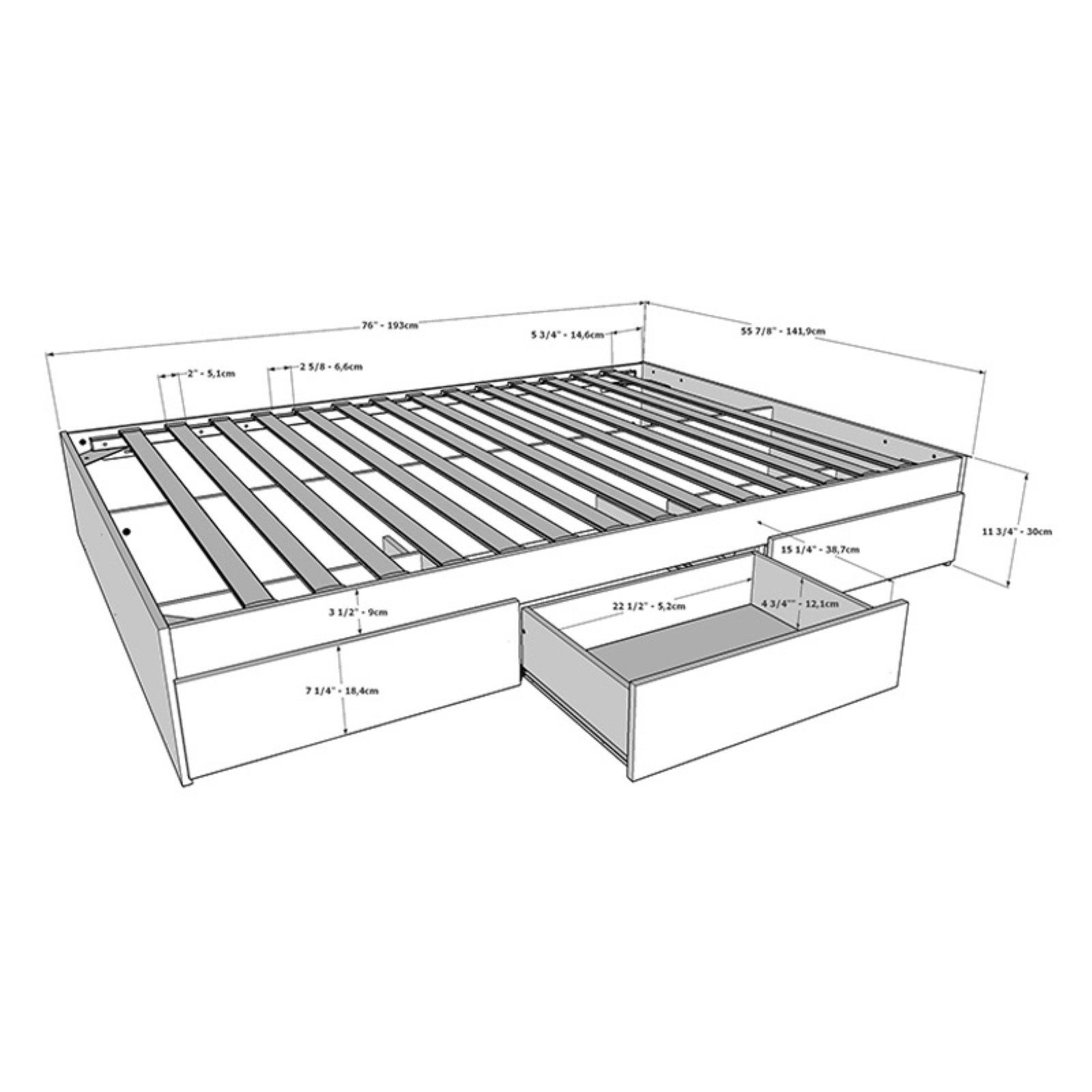 Nexera Melody Platform Storage Bed with Nightstand - image 5 of 11