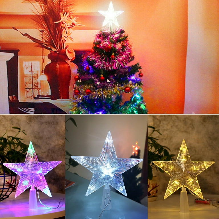 Luxspire Christmas Tree Topper, 3D Star Lighted Tree Topper, Christmas  Decorations, Plug in Christmas Tree Topper with Timer, Light Up Xmas  Vintage