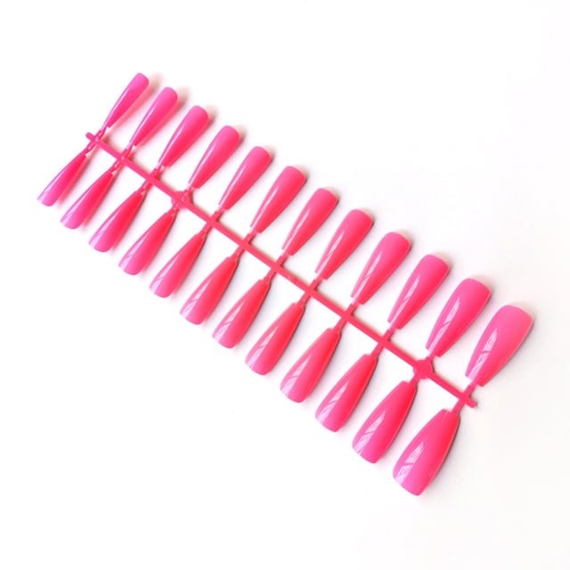 Qarigey Uñas postizas largas, manicura de uñas Multicolor a presión, manicuras pequeñas de moda para el hogar, puntas de cubierta completa Juegos de manicura Rosado