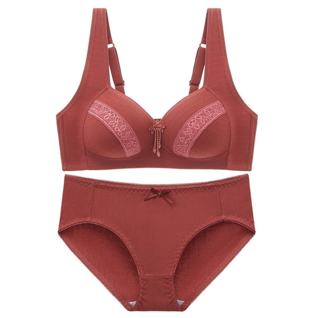 Conjunto de sujetador push up con botones en la espalda y sin aros de talla grande para mujer, traje a juego para mujer