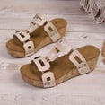 thumbnail image 6 of Dakaela Wedge Sandals for Women Casual Summer Dressy Cork Platform Slides Comfortable Strappy Slip on Slippers with Arch Support White 8.5, 6 of 9