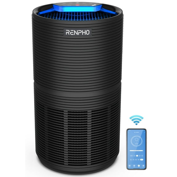 RENPHO WiFi Air Purifier for Home Large Room 1440 Sq.ft, Air Purifier with H13 True HEPA Filter, Air Cleaner for Allergies Pet Dander, Eliminates Pollen, Dust, Odor, 100% Ozone Free