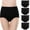 Black, variant on Dyfzdhu Underwear for Women High Waisted Cotton Stretch Briefs Soft Full Coverage Panties 4P