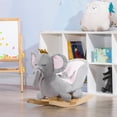 thumbnail image 5 of Kids Kitchen Qaba Baby Rocking Horse Elephant Rocking Chair Toddler Rocker Toy with Sound Wooden Base Seat Safety Belt for 1.5-3 Year Old, gray,Toy Kitchen, 5 of 11