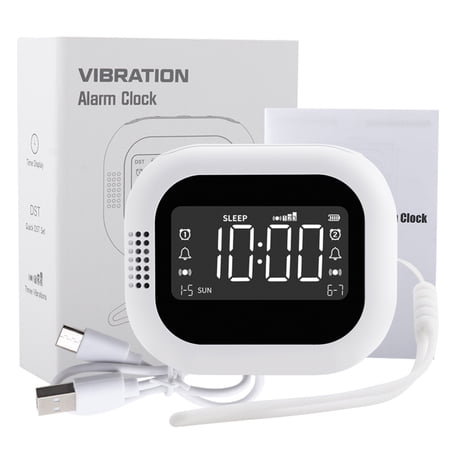 Riousery Vibration Alarm Clock with Dual Alarms, Digital White Noise Machine, 10 Soothing Sounds, 3 Alarm Modes, 1800mAh Battery[cite: 1]