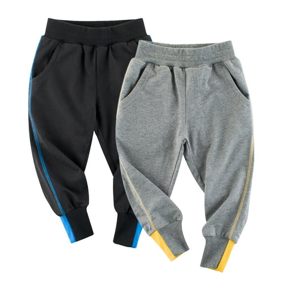 WOLLED Kids Boys Girls Spring Pants Toddler Solid Color Elastic Waist Pants Girls Casual Jogging Trousers for 1-9 Years