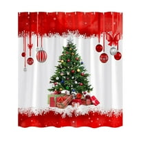 Luoshdecor Christmas Shower Curtain,Fabric Red Merry Xmas Ball Snowflake Winter Shower Curtain for Bathroom with Hooks 71x36 in