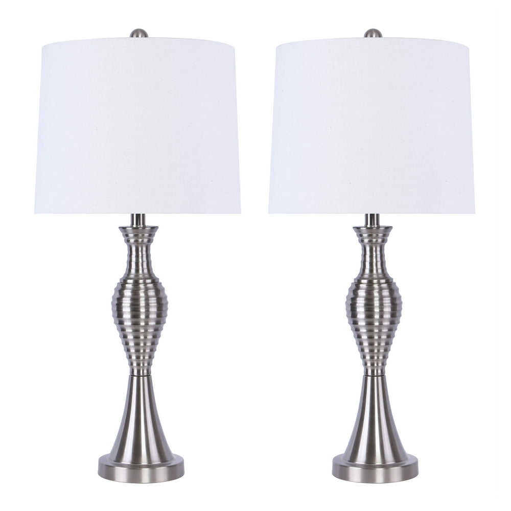 Grandview Gallery 30" Modern Brushed Nickel Table Lamp Set ft. Turned