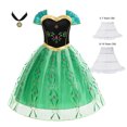 thumbnail image 5 of Vestido de Anna verde de Disney para niñas, disfraz de princesa de Halloween, ropa de fiesta de Frozen, vestido de Anna de Halloween para niñas, vestido de fiesta, 5 of 5