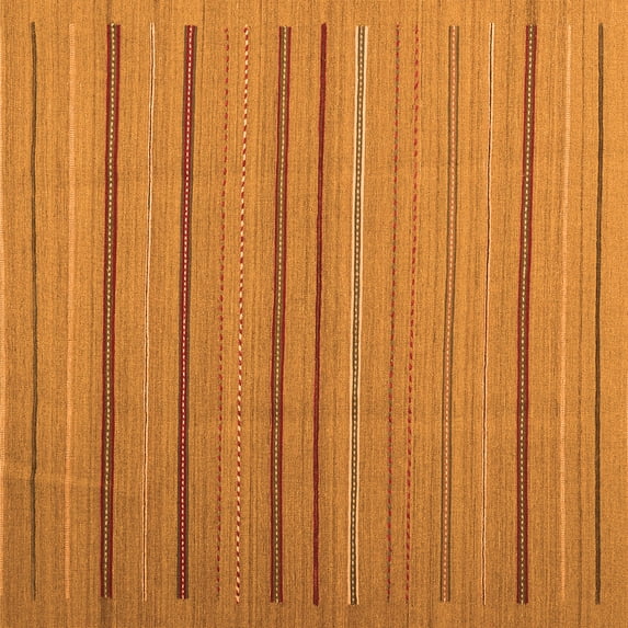 Ahgly Company Indoor Square Abstract Orange Contemporary Area Rugs, 7' Square