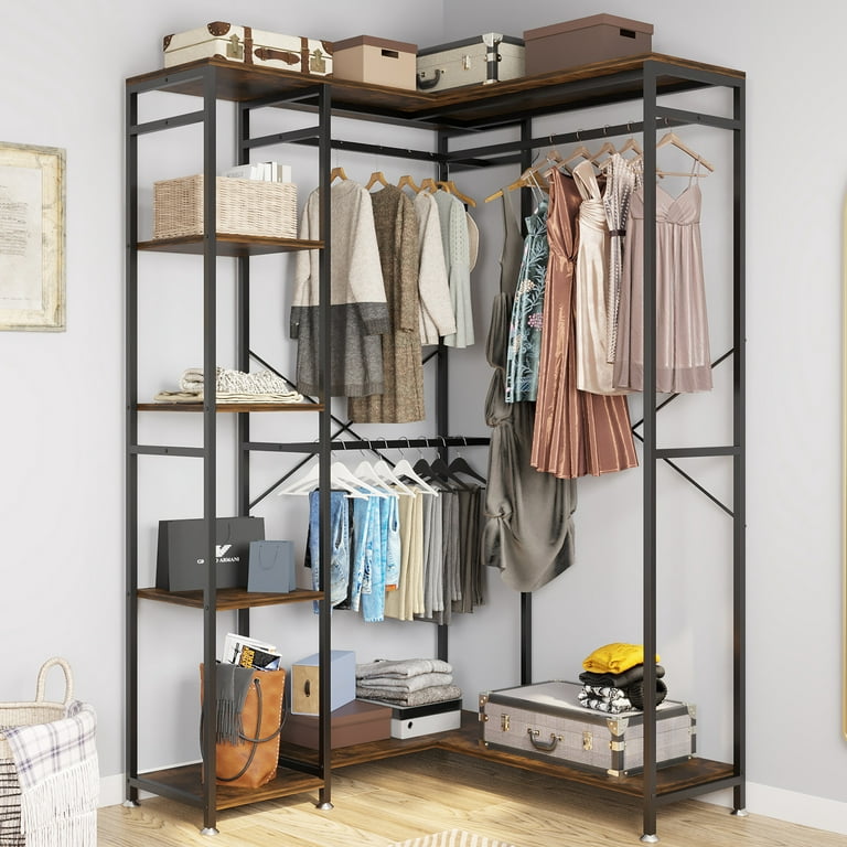 UWR-Nite Garment Rack, Heavy Duty Clothes Racks with 3 Hanging Rods, 4  Tiers Wire Shelving Clothing Rack Freestanding Closet Metal Wardrobe Closet