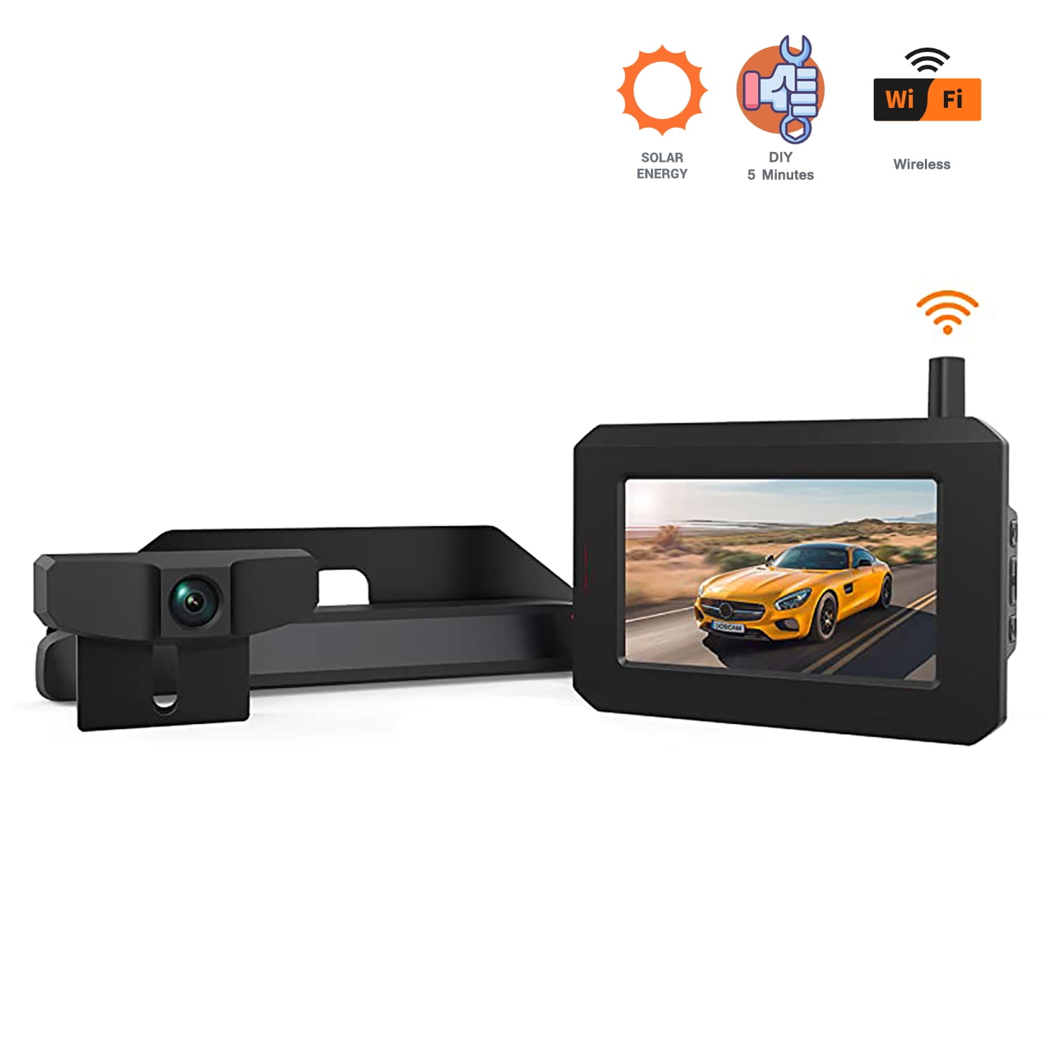 Buy BOSCAM SunGo Pro Solar Wireless Backup Camera, 5 Monitor Digital Wireless Backup Camera Kit