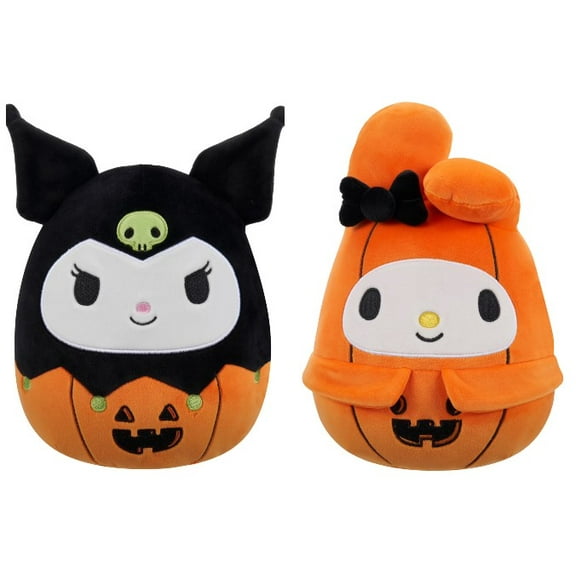 Squishmallows 8" Halloween My Melody Pumkin & Kuromi Pumpkin Plush Gift Set – Official Sanrio 2-Pack Soft Collectible Stuffed Toys for Boys & Girls