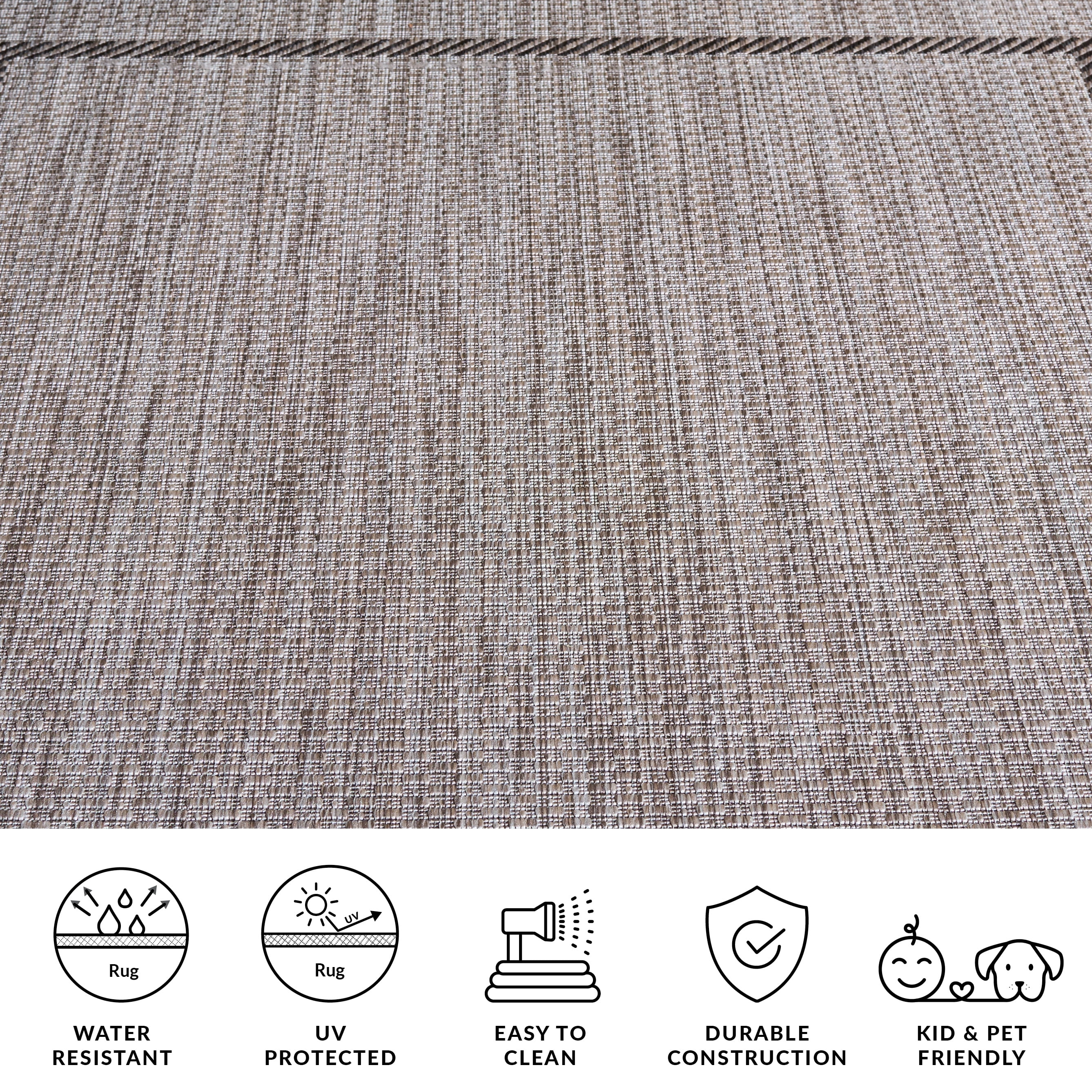 Safavieh Courtyard Agnes Bordered Indoor/Outdoor Area Rug, Beige/Black, 4' x 4' Round