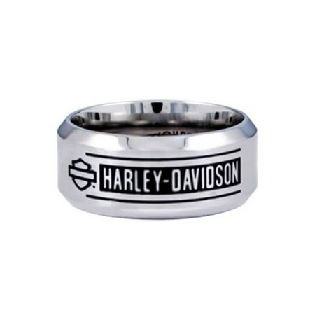 Harley-Davidson Men's H-D Bar Script Stainless Steel Band Ring, Silver HSR0026, Harley
