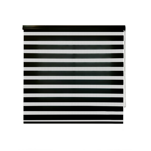 Persiana Premium Sheer Elegance con Galeria Color Negro Coordinada, medida 180cm de ancho por 250cm de alto.