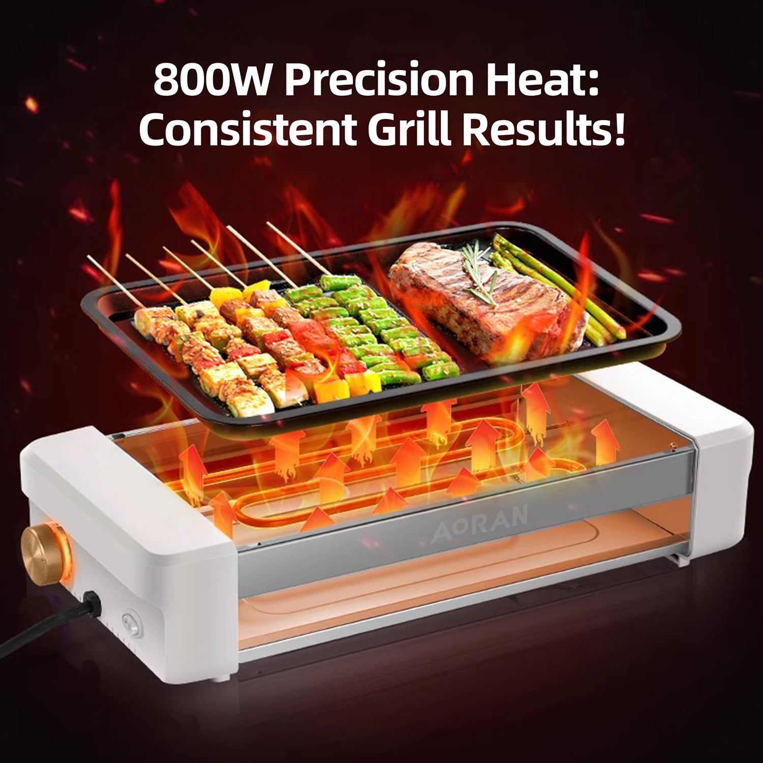 aoran kitchen, Indoor Sausage Grill, 6-Tube Hot Dog Maker, White
