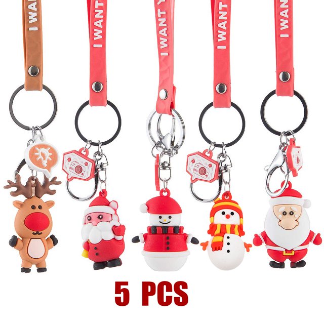 uds. De llaveros de dibujos animados con temática navideña, colgante de llavero de Navidad suave de PVC creativo para regalos de fiesta de Navidad, regalos de vacaciones Ormromra FLD-3700