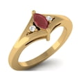 thumbnail image 2 of 925 Sterling Silver Gold Vermeil 0.23 Cts Marquise Ruby Glass Filled Three Stone Women Valentines Day Gifts Ring, 2 of 3