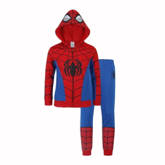 Marvel Spider-Man Boys' Hoodie and Jogger Pants Set for Toddlers Little and Big Kids – Red