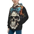 thumbnail image 2 of KLL Unisex Kids Boys Girls Hooded Pocket Pullover Hoodies-Bow Flower Skull, 2 of 5