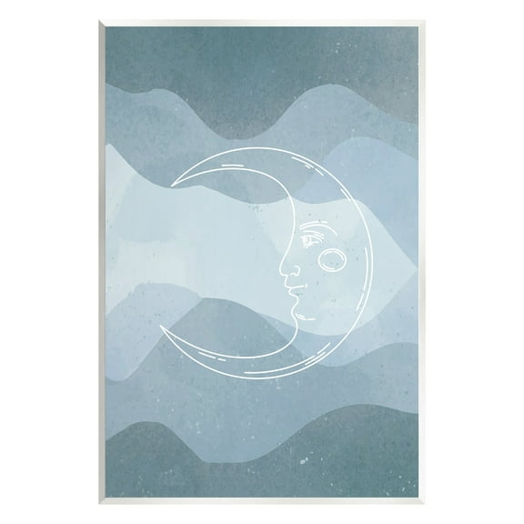 Stupell Industries Blue Astral Moon Landscape Painting Unframed Art Print Wall Art, 10 x 15