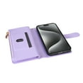thumbnail image 3 of for iPhone 13 Pro Max Wallet Phone case with Card Holder,Kickstand RFID Blocking PU Leather Flip Shockproof Phone Cover with Hand Strap Zipper Credit Card Holder Slots for Women Men,Purple, 3 of 7