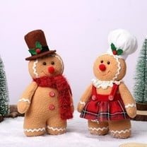 Christmas Gingerbread Plush Doll, Gingerbread Man Plush Toys Christmas Gingerbread Stuffed Gingerbread Doll,2 x Decorations,As Shown