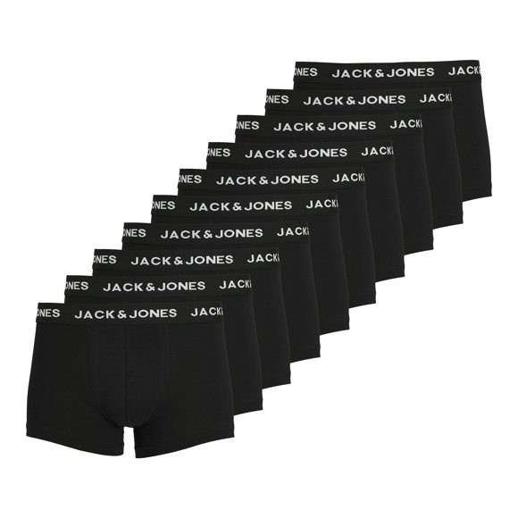 Jack & Jones Calzoncillos para Hombre, Paquete de 10 - JACSOLID, Calzoncillos, Algodón Elástico, Logotipo unicolor Negro S (Small)