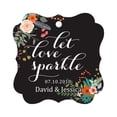 thumbnail image 1 of Darling Souvenir Custom Let Love Sparkle Wedding Hang Tags Personalized Fancy Frame Paper Tags -Floral Black-50 Tags, 1 of 1