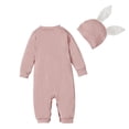 thumbnail image 5 of JAJAHO Easter Bunny Romper Baby Boy Girl Jumpsuit Cute Long Sleeve Button Down Onesie With Ears Hat 2 Piece Holiday Outfits 0-3T Cozy One-Pieces, 5 of 8