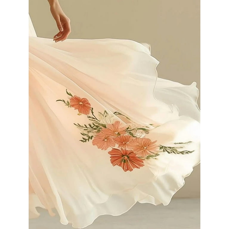 unique dresses for engagement Lavender Chiffon A-line Illusion V-Neck Empire-Waist Sleeveless Long F –  Modsele main image 0