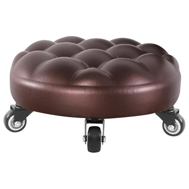 Taburete para niños con ruedas, portátil, decorativo, grueso, para niños marrón
